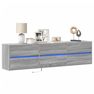 Ścienna szafka pod TV z LED szary dąb sonoma 180x31x45 cm 867745 Ścienna szafka pod TV z LED szary dąb sonoma 180x31x45 cm 867745