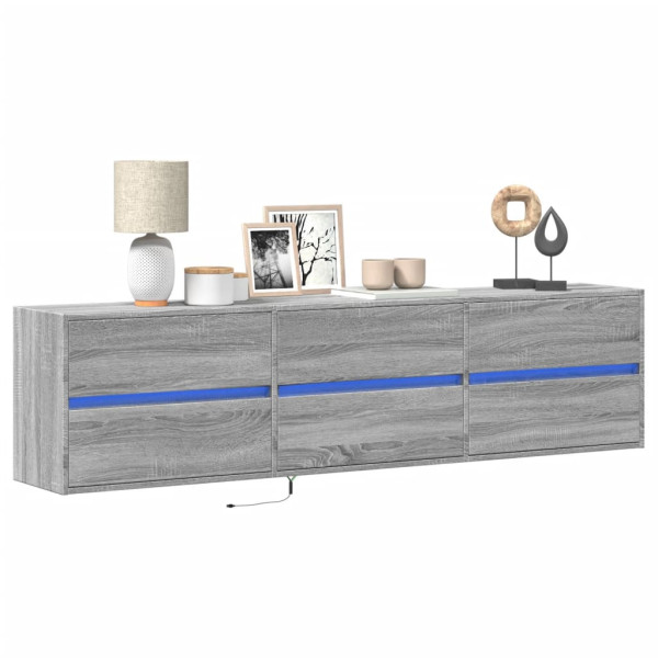 Ścienna szafka pod TV z LED szary dąb sonoma 180x31x45 cm 867745