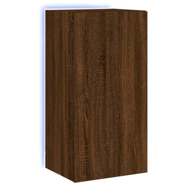Ścienna szafka TV z LED brązowy dąb 40.5x35x80 cm 866664