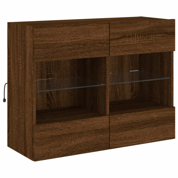 Ścienna szafka TV z LED brązowy dąb 78.5x30x60.5 cm 867328