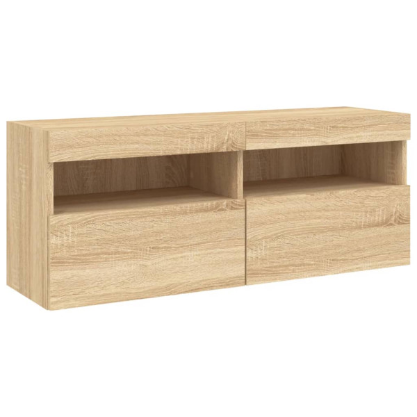 Ścienna szafka TV z LED dąb sonoma 100x30x40 cm 866559