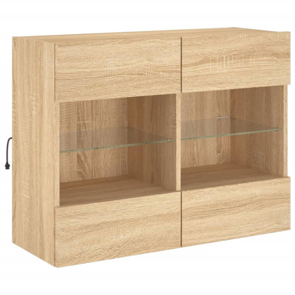 Ścienna szafka TV z LED dąb sonoma 78.5x30x60.5 cm 867376
