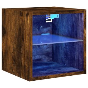 Ścienna szafka TV z LED przydymiony dąb 30×28.5×30 cm 765091 Ścienna szafka TV z LED przydymiony dąb 30×28.5×30 cm 765091