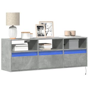 Ścienna szafka TV z LED szarość betonu 130x31x45 cm 867737 Ścienna szafka TV z LED szarość betonu 130x31x45 cm 867737