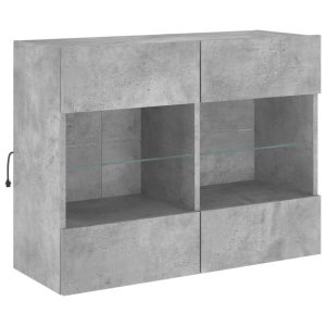 Ścienna szafka TV z LED szarość betonu 78.5x30x60.5 cm 867358