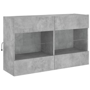 Ścienna szafka TV z LED szarość betonu 98.5x30x60.5 cm 867360