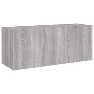 Ścienna szafka TV z LED szary dąb sonoma 100x35x41 cm 866680
