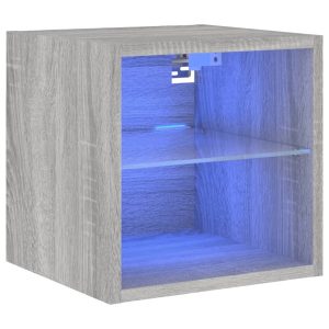 Ścienna szafka TV z LED szary dąb sonoma 30×28.5×30 cm 765098