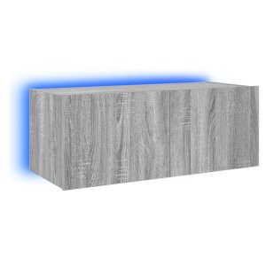 Ścienna szafka TV z LED szary dąb sonoma 80x35x31 cm 866683
