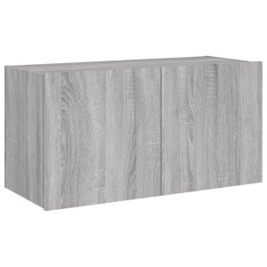 Ścienna szafka TV z LED szary dąb sonoma 80x35x41 cm 866647