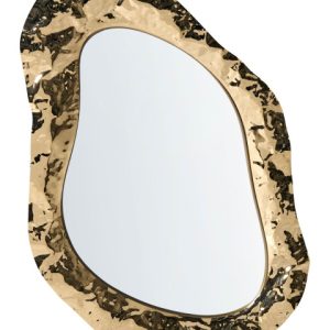 Ścienne lustro do salonu wiszące złote stal 825477