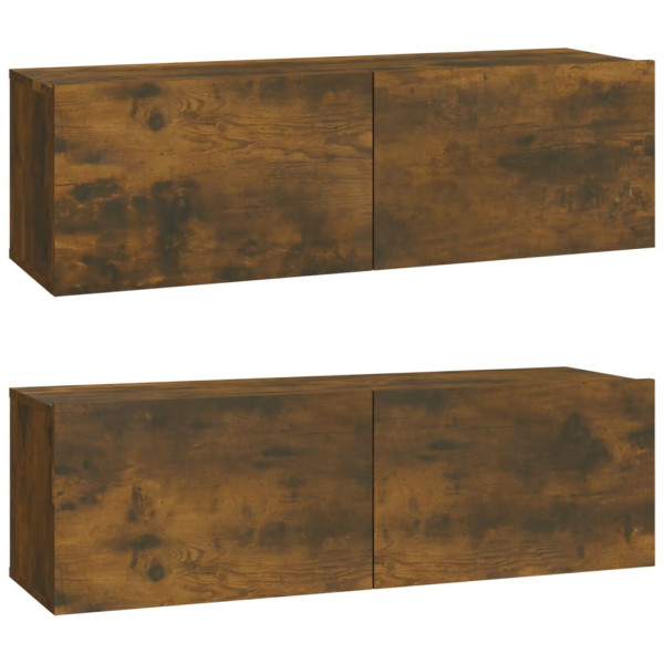 Ścienne szafki TV 2 szt. przydymiony dąb 100x30x30 cm 767434