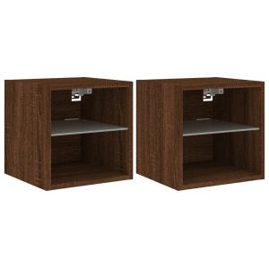 Ścienne szafki TV z LED 2 szt. brązowy dąb 30×28.5×30 cm 765108