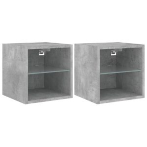 Ścienne szafki TV z LED 2 szt. szarość betonu 30×28.5×30 cm 765099