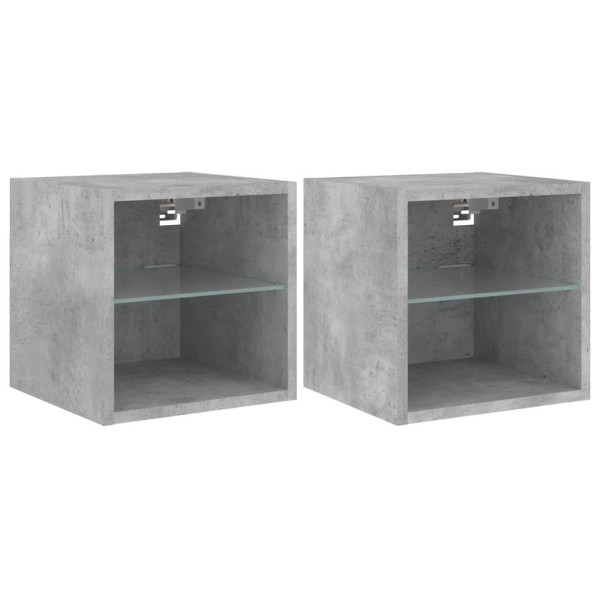 Ścienne szafki TV z LED 2 szt. szarość betonu 30x28.5x30 cm 765099