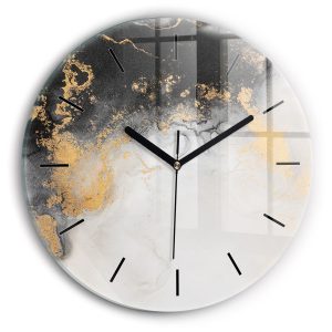 Ścienny Zegar szklany ozdobny Artystyczny marmur fi30 213106 Ścienny Zegar szklany ozdobny Artystyczny marmur fi30 213106