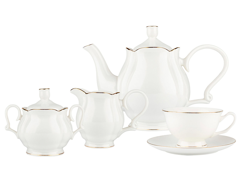 Serwis kawowy Valetina porcelanowy 15 el. biało-złoty 50532