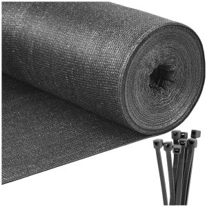 Siatka cieniująca 90% 1,5×10 m osłona na ogrodzenie 140g/m2 100 szt. opasek 945561
