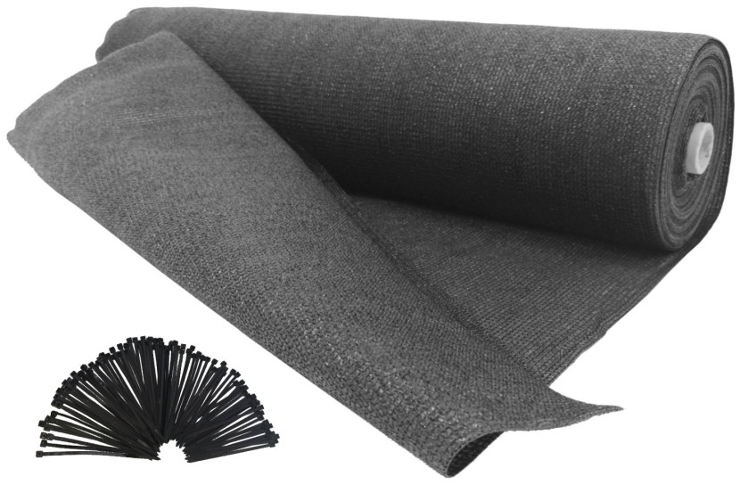 Siatka cieniująca mata osłona płot 1,5x50 m 90% 135 g + opaski UV szara 1100952