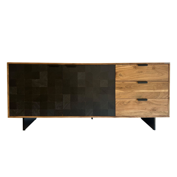 Sideboard z Drewna Akacjowego 175x76x40 cm Komoda z Efektem Kamienia 756148