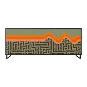 SIMPLE SOLUTIONS Komoda 3 drzwi Czarna-Metalowa ramka czarna 442003 SIMPLE SOLUTIONS Komoda 3 drzwi Czarna-Metalowa ramka czarna 442003