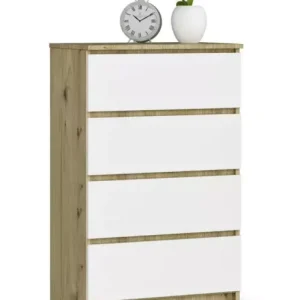 Skandynawska komoda do sypialni dąb artisan + biały – Eleno 648721 Skandynawska komoda do sypialni dąb artisan + biały – Eleno 648721