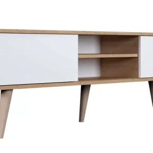 Skandynawska szafka pod telewizor dąb artisan + biały – Xyero 326904 Skandynawska szafka pod telewizor dąb artisan + biały – Xyero 326904
