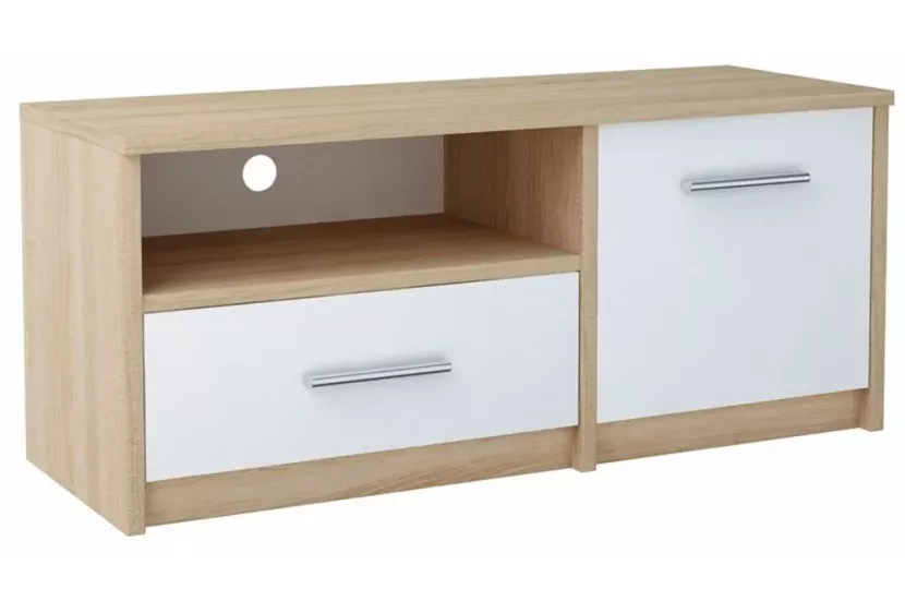 Skandynawska szafka pod telewizor dąb sonoma + biały - Ririx 692511