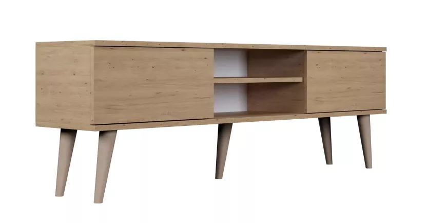 Skandynawska szafka RTV na nóżkach dąb artisan - Luska 326907