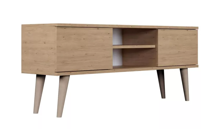 Skandynawska szafka RTV na nóżkach dąb artisan - Xyero 326831