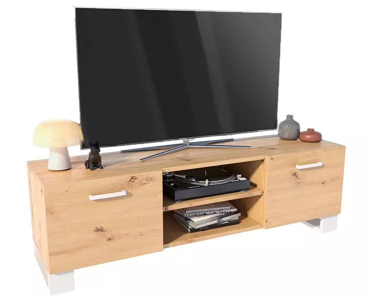 Skandynawska szafka RTV pod telewizor dąb artisan + biały - Elro 648768