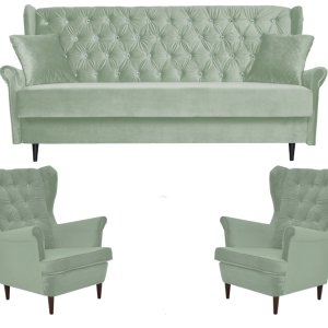 Skandynawski zestaw wypoczynkowy sofa 2 fotele Gaja ZIELONY 315914 Skandynawski zestaw wypoczynkowy sofa 2 fotele Gaja ZIELONY 315914