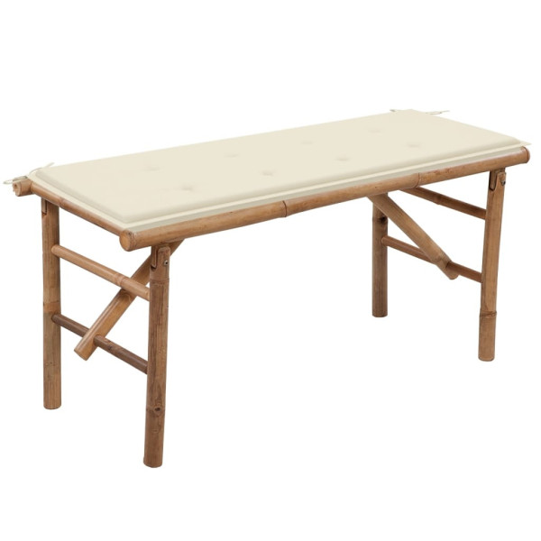 Składana ławka ogrodowa z poduszką, 118 cm, bambusowa 550449