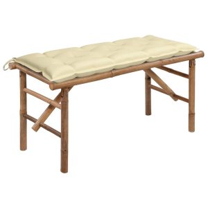 Składana ławka ogrodowa z poduszką, 118 cm, bambusowa 560568 Składana ławka ogrodowa z poduszką, 118 cm, bambusowa 560568