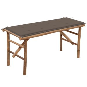 Składana ławka ogrodowa z poduszką, 118 cm, bambusowa 550412 Składana ławka ogrodowa z poduszką, 118 cm, bambusowa 550412