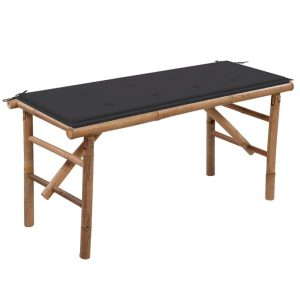Składana ławka ogrodowa z poduszką, 118 cm, bambusowa 550432 Składana ławka ogrodowa z poduszką, 118 cm, bambusowa 550432