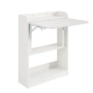 Składane biurko z regałem i wąską szafką stołem konsolowym białym 801266 Składane biurko z regałem i wąską szafką stołem konsolowym białym 801266
