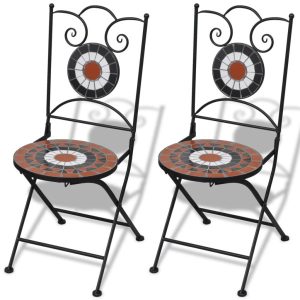 Składane krzesła bistro, 2 szt., ceramiczne, terakota i biel 664792 Składane krzesła bistro, 2 szt., ceramiczne, terakota i biel 664792