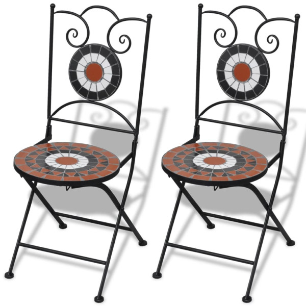Składane krzesła bistro, 2 szt., ceramiczne, terakota i biel 664792
