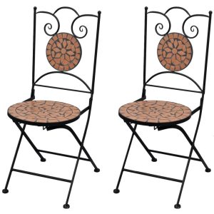 Składane krzesła bistro, 2 szt., ceramiczne, terakota 664787 Składane krzesła bistro, 2 szt., ceramiczne, terakota 664787