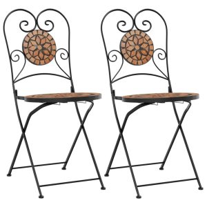 Składane krzesła bistro, 2 szt,. terakota, ceramiczne 664786 Składane krzesła bistro, 2 szt,. terakota, ceramiczne 664786