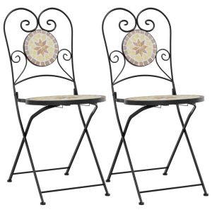 Składane krzesła bistro 2 szt. terakotowo-białe ceramiczne 938429 Składane krzesła bistro 2 szt. terakotowo-białe ceramiczne 938429