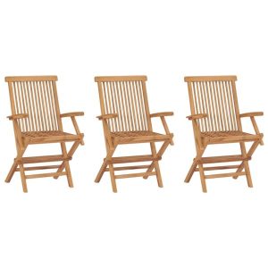 Składane krzesła ogrodowe, 3 szt., lite drewno tekowe 667997 Składane krzesła ogrodowe, 3 szt., lite drewno tekowe 667997