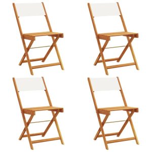Składane krzesła ogrodowe, 4 szt., kremowa tkanina i drewno 665318 Składane krzesła ogrodowe, 4 szt., kremowa tkanina i drewno 665318