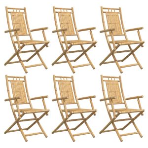 Składane krzesła ogrodowe, 6 szt., 53x66x99 cm, bambusowe 668021 Składane krzesła ogrodowe, 6 szt., 53x66x99 cm, bambusowe 668021