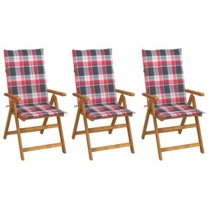 Składane krzesła ogrodowe z poduszkami, 3 szt., drewno akacjowe 562731 Składane krzesła ogrodowe z poduszkami, 3 szt., drewno akacjowe 562731
