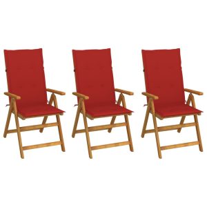 Składane krzesła ogrodowe z poduszkami, 3 szt., drewno akacjowe 562744 Składane krzesła ogrodowe z poduszkami, 3 szt., drewno akacjowe 562744