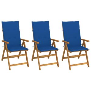 Składane krzesła ogrodowe z poduszkami, 3 szt., drewno akacjowe 562696 Składane krzesła ogrodowe z poduszkami, 3 szt., drewno akacjowe 562696