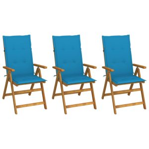 Składane krzesła ogrodowe z poduszkami, 3 szt., drewno akacjowe 562715 Składane krzesła ogrodowe z poduszkami, 3 szt., drewno akacjowe 562715