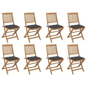 Składane krzesła ogrodowe z poduszkami, 8 szt., drewno akacjowe 668116 Składane krzesła ogrodowe z poduszkami, 8 szt., drewno akacjowe 668116